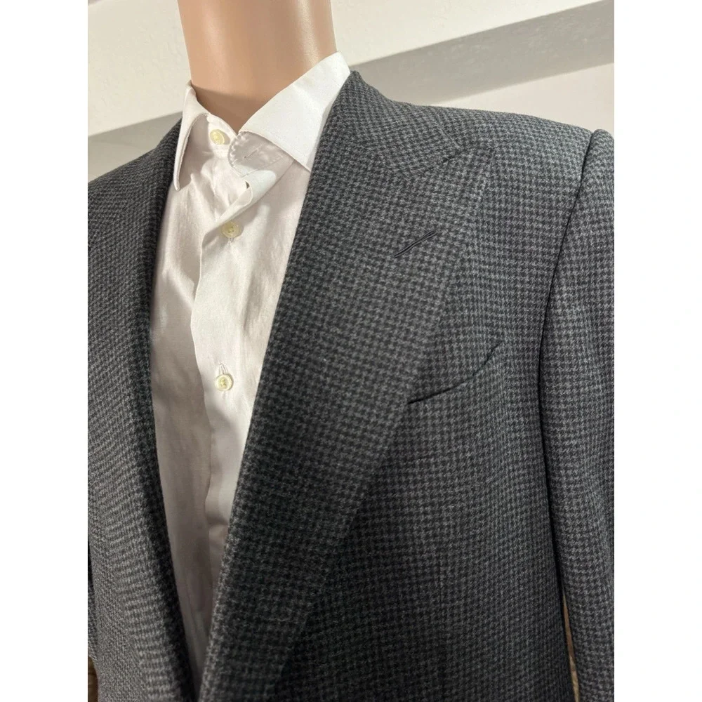 Tom Ford Gray Houndstooth Tweed Peak Lapel Blazer Sportcoat 54 44R Windsor